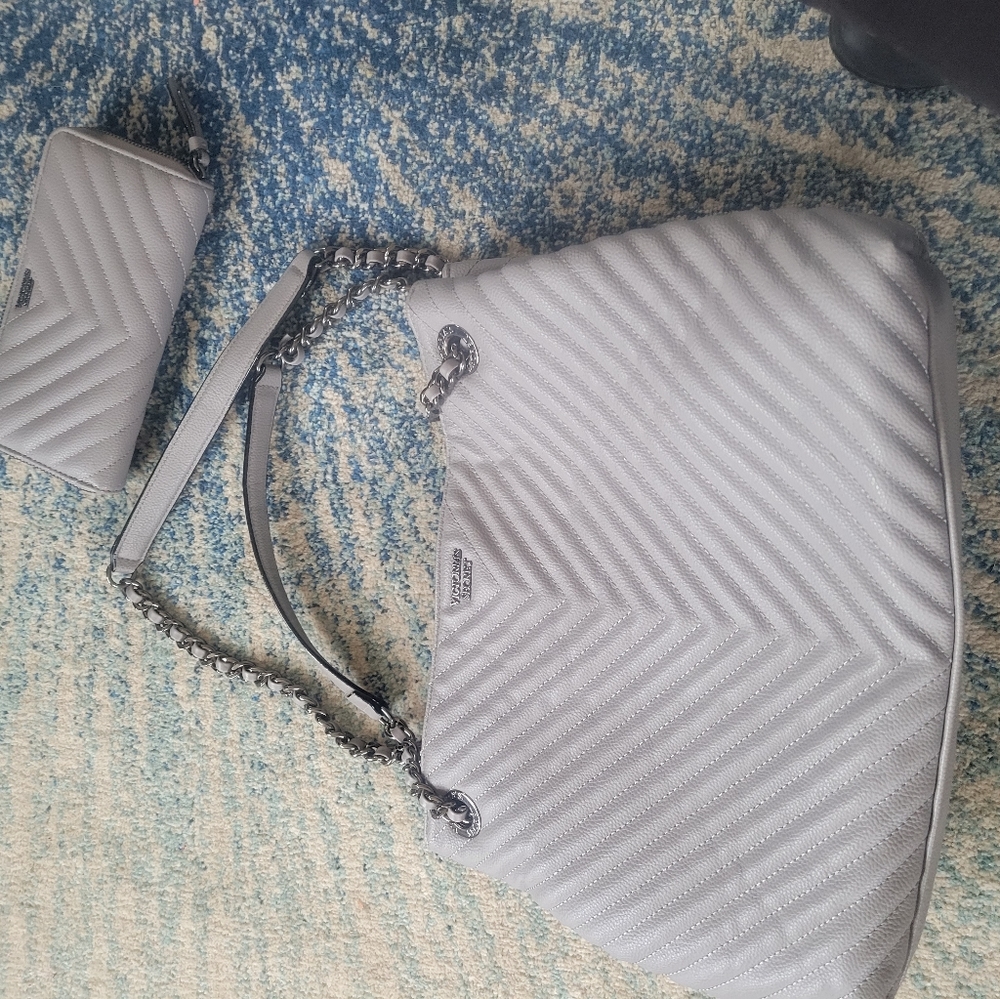 Victoria secret  gray quilted hand bag and wallet